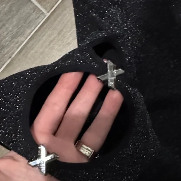 Savage X Fenty Black sparkler Cut-Out Bike Shorts - Picture 7 of 8